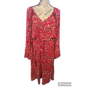 Knox rose  Maxi Floral Print new without tags dress Red 1x Boho Cottage Core